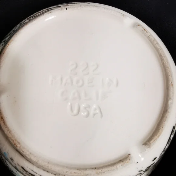 California Pottery Vintage Serving Set Blue and Black Brushstroke Plaid 6 Pieces - Picture 10 of 16